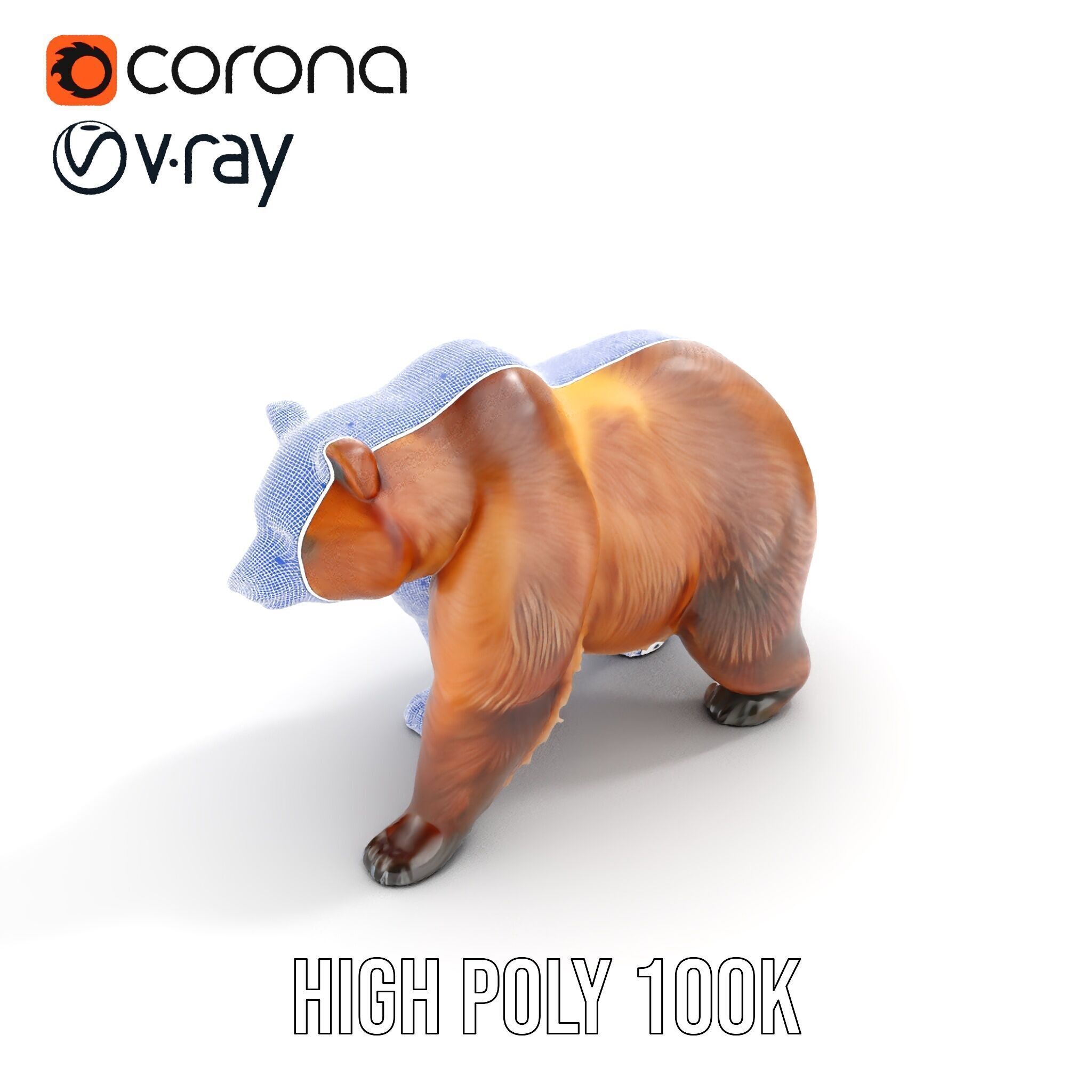Realistic Bear Model Pack with Diverse Level of Detail Low-poly 3D model_36