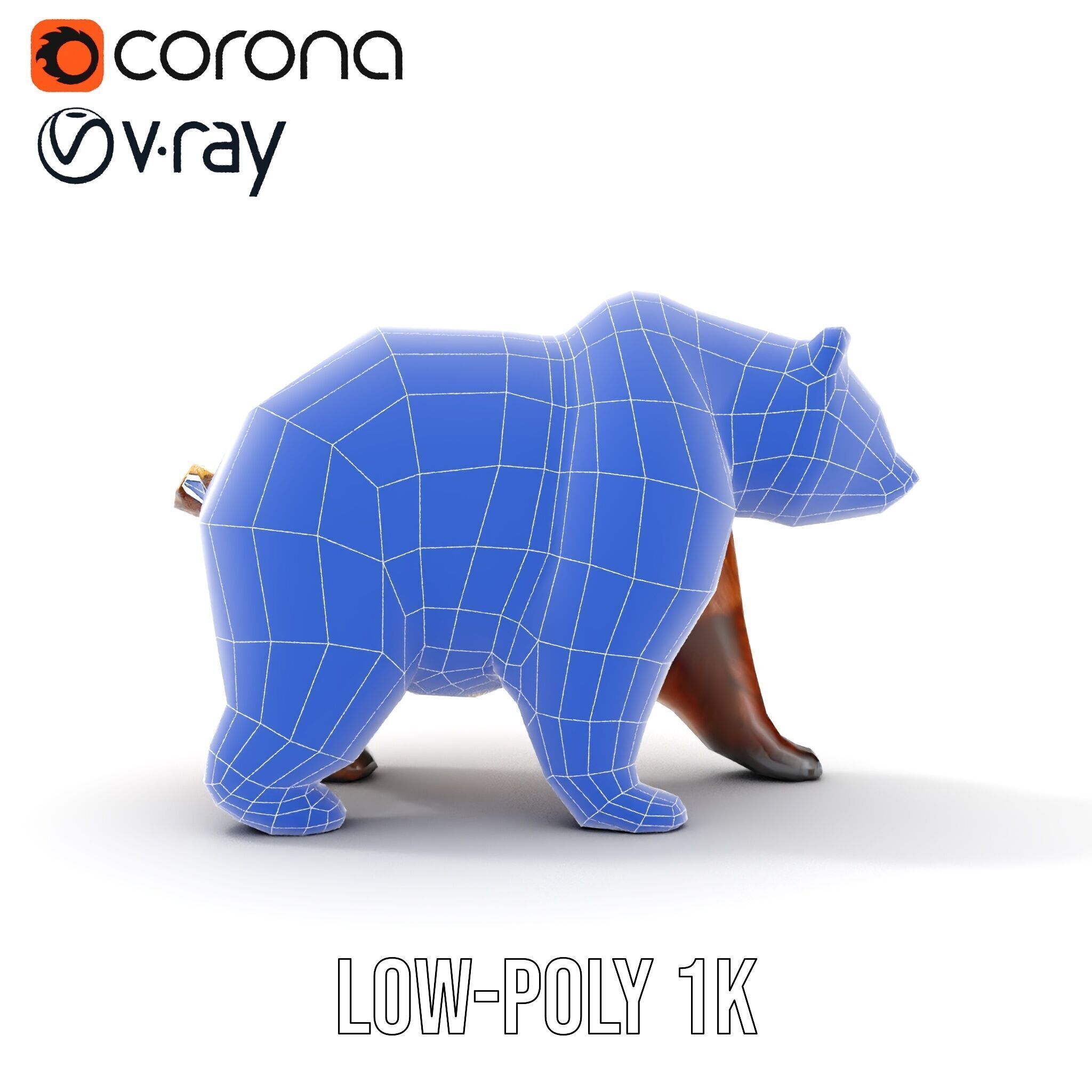 Realistic Bear Model Pack with Diverse Level of Detail Low-poly 3D model_29