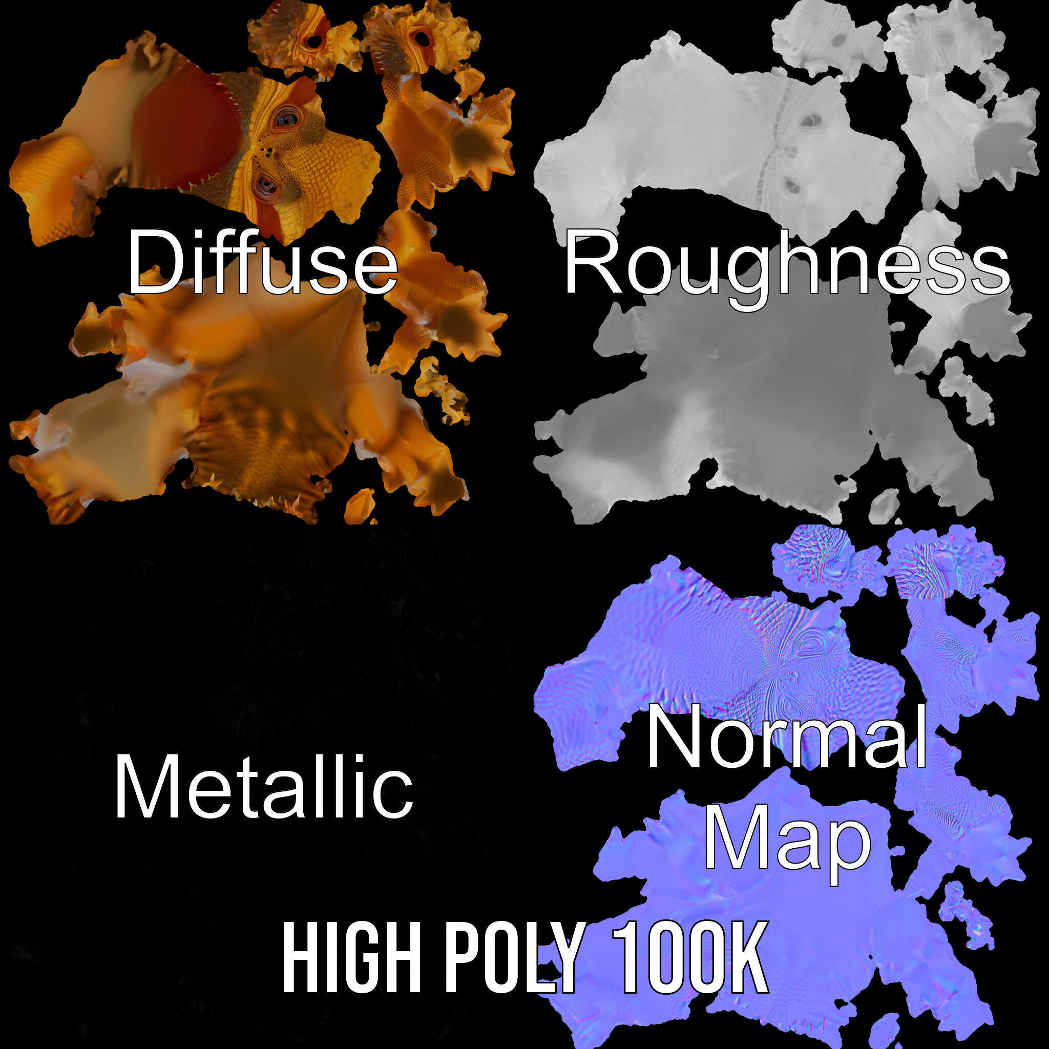 Bearded Lizard Model Pack with Detailed Textures Low-poly 3D model_4