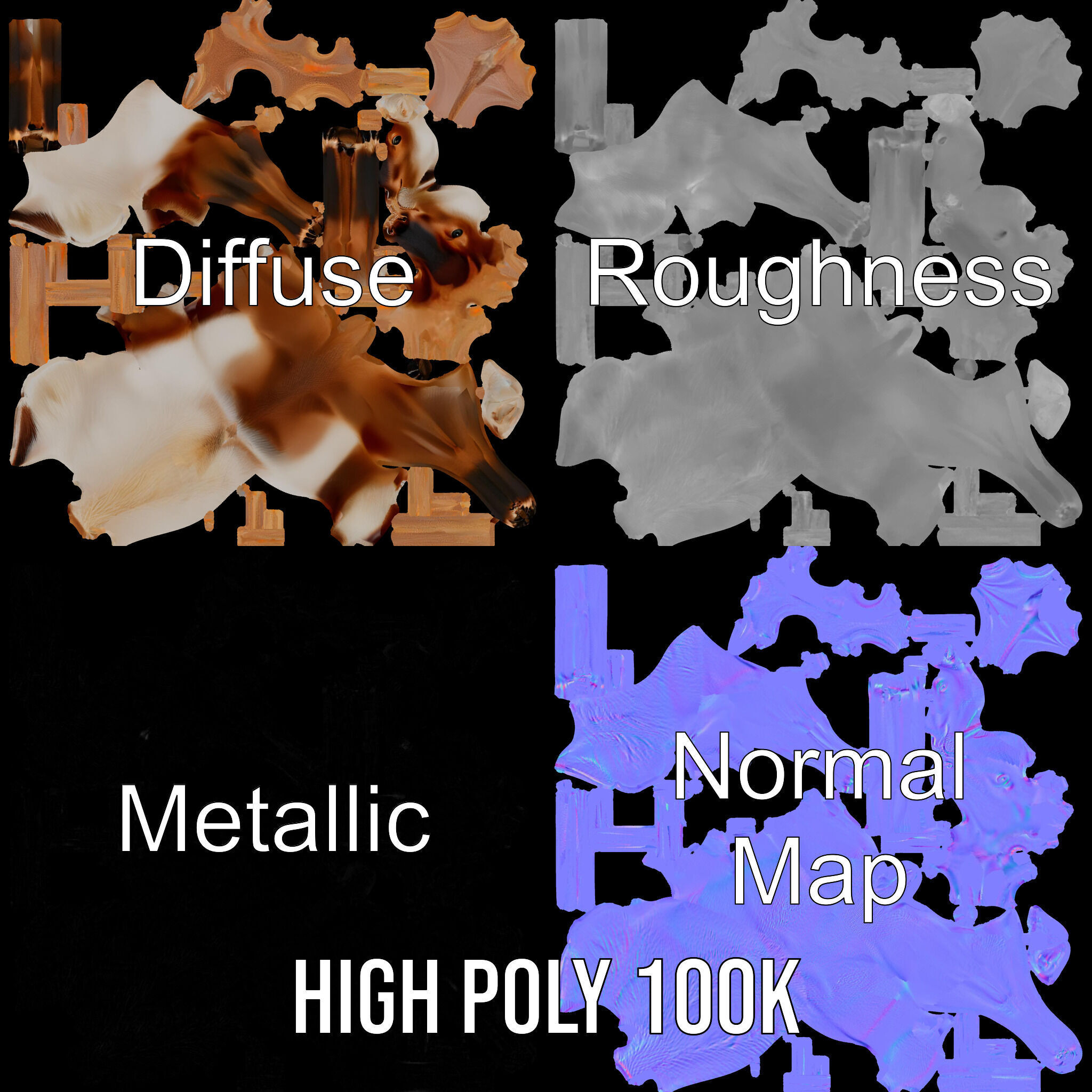 Detailed Reindeer Model Pack Low-poly 3D model_4