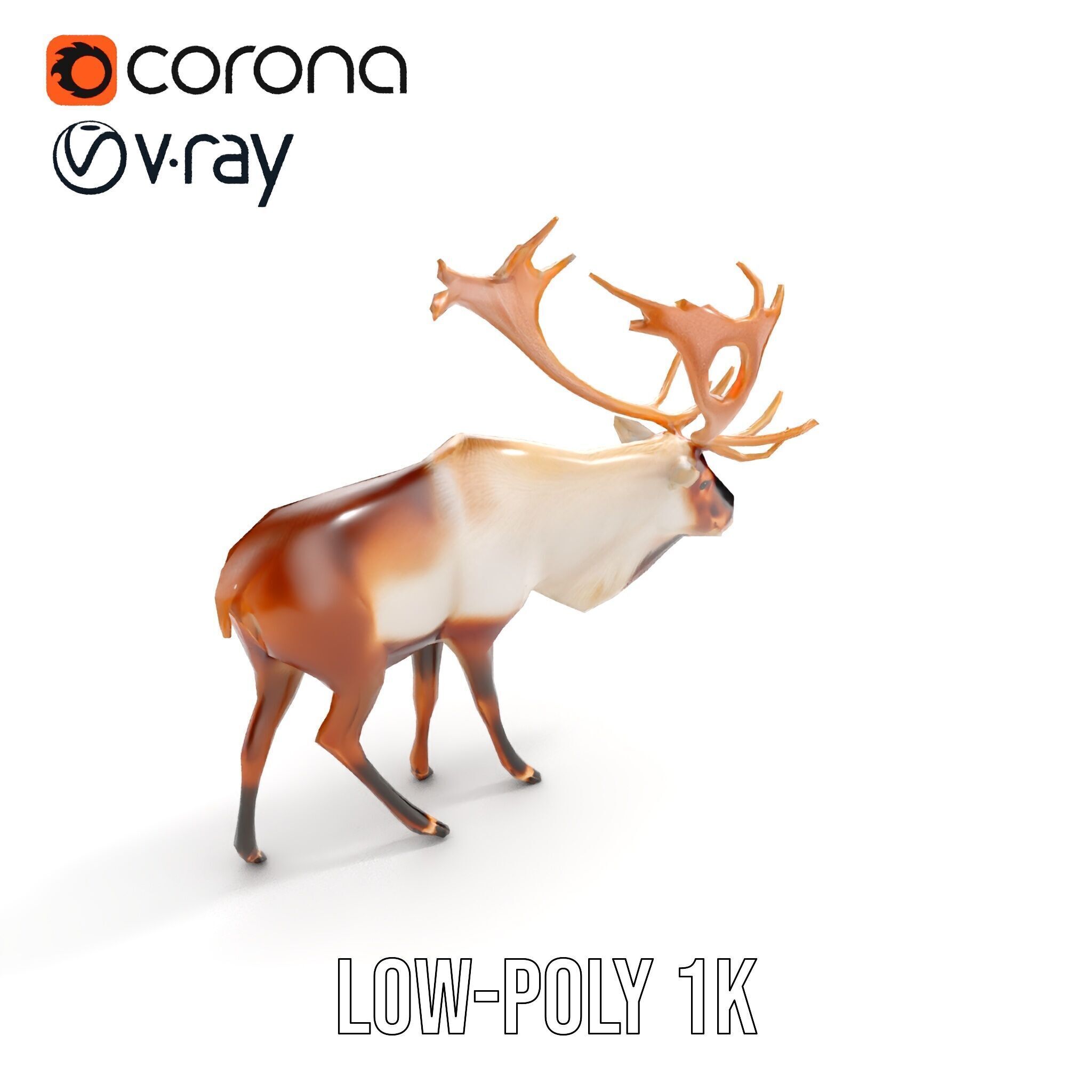 Detailed Reindeer Model Pack Low-poly 3D model_11