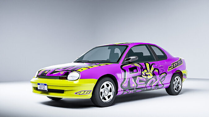 Classic Low Poly Sedan Car with Street Livery Game Ready Asset Low-poly 3D model
