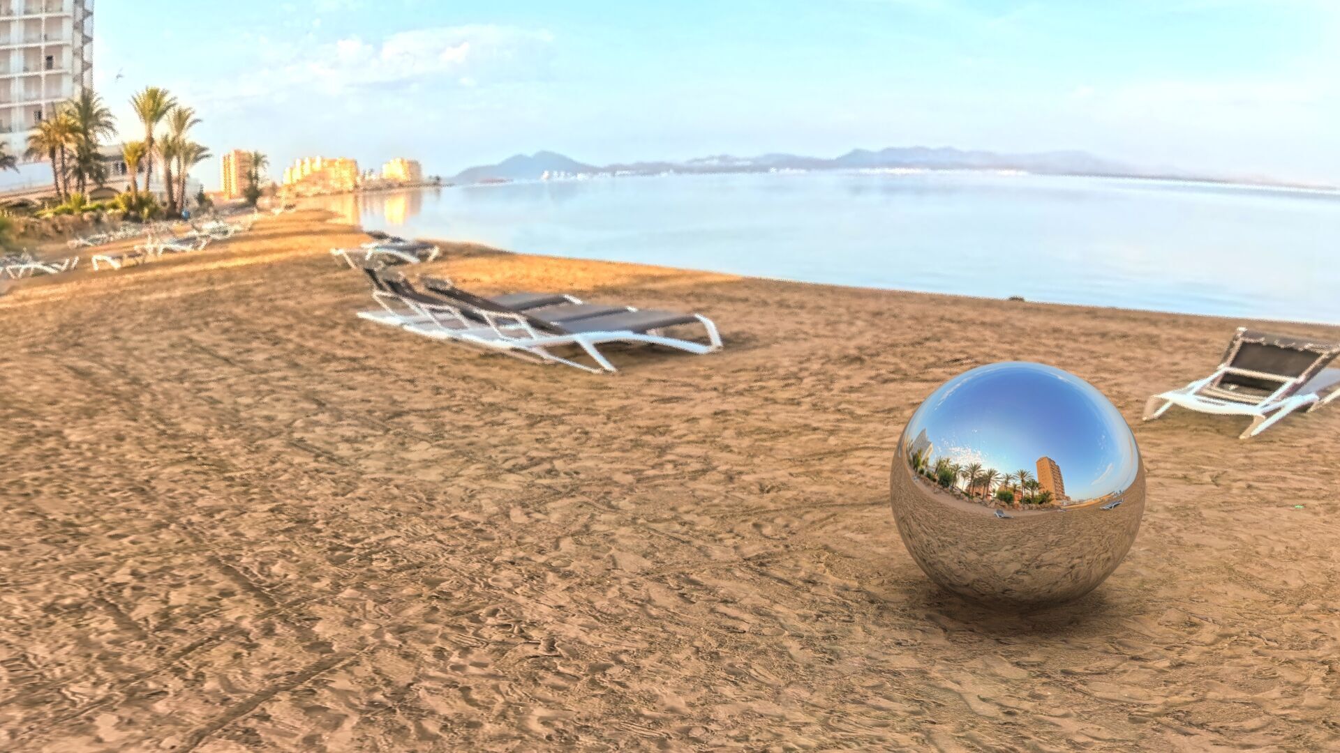 Urban Coastal Environment with Palm Trees and Clear Sky 3D model_2