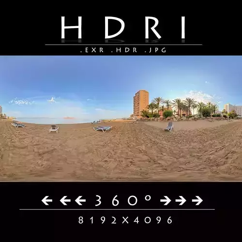 Urban Coastal Environment with Palm Trees and Clear Sky 3D model