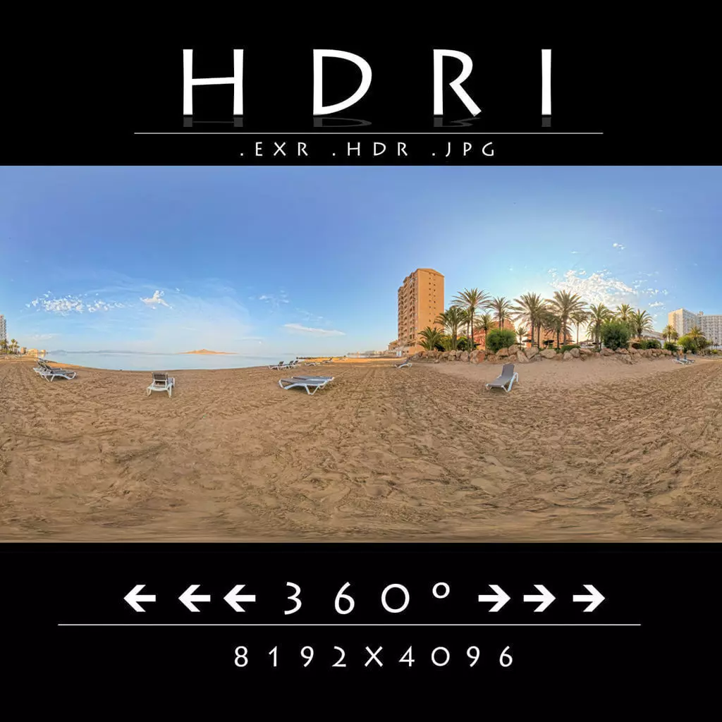 Urban Coastal Environment with Palm Trees and Clear Sky 3D model_0