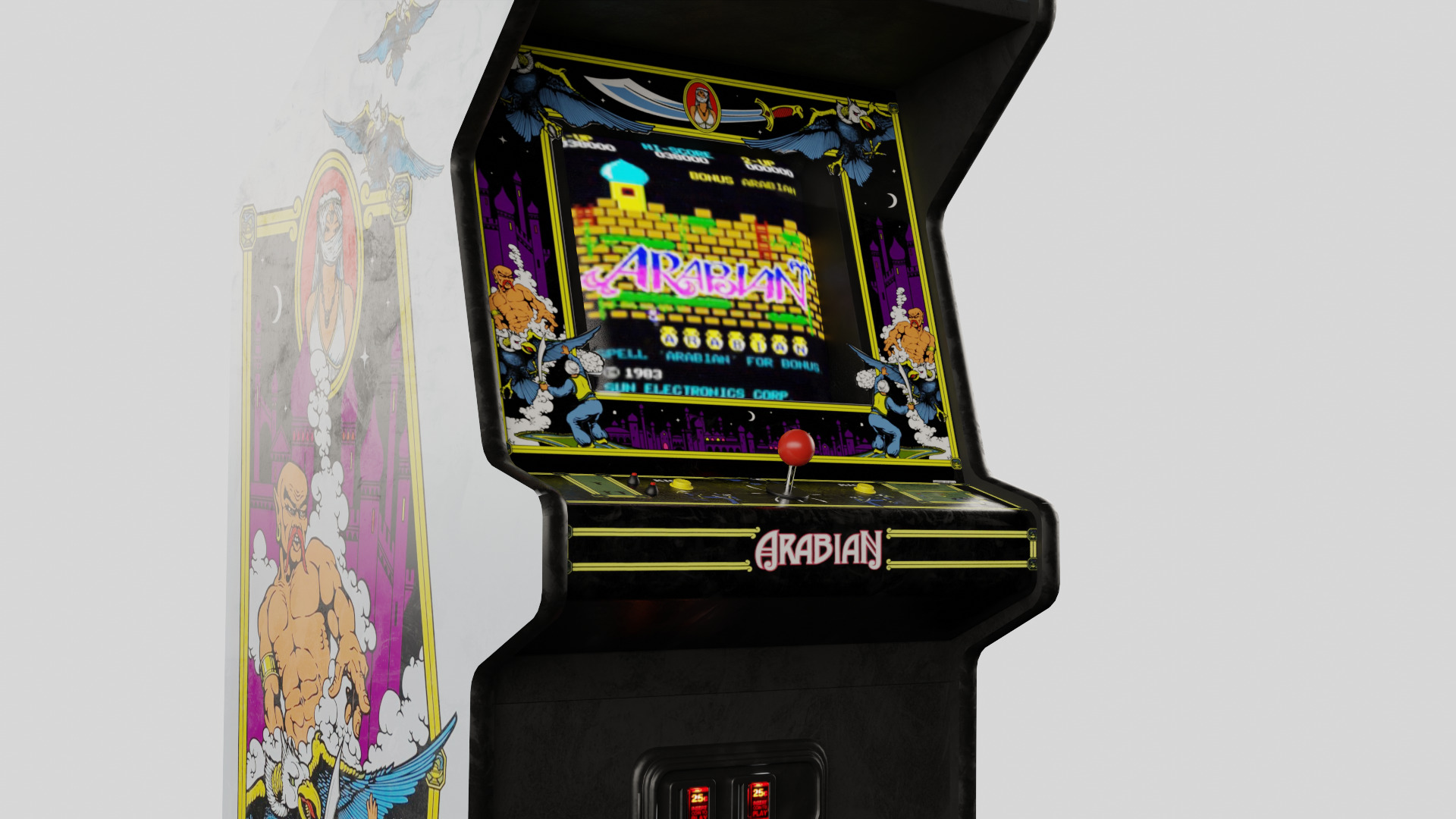 Arabian Arcade Cabinet Retro Low-poly 3D model_5