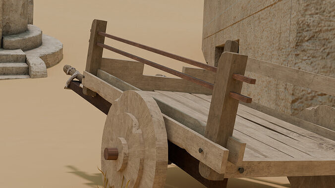 Medieval Wooden Cart 3D model 3