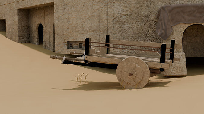 Medieval Wooden Cart 3D model