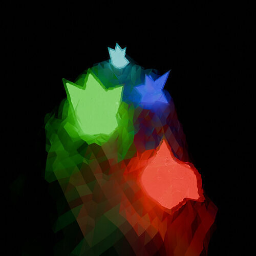 crystals of different colors in the stone Low-poly 3D model