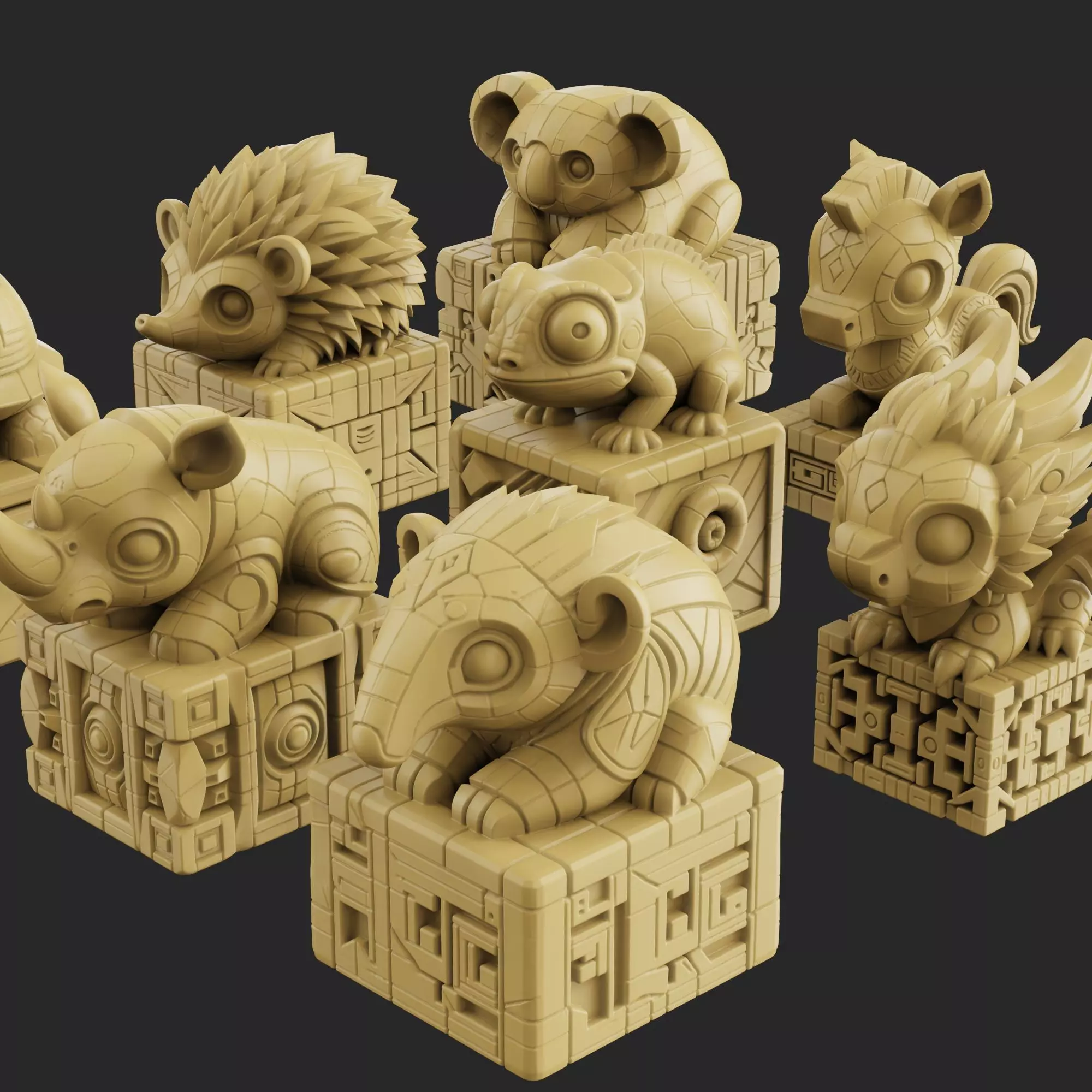 Baby set of animal figurines 3D print model_0