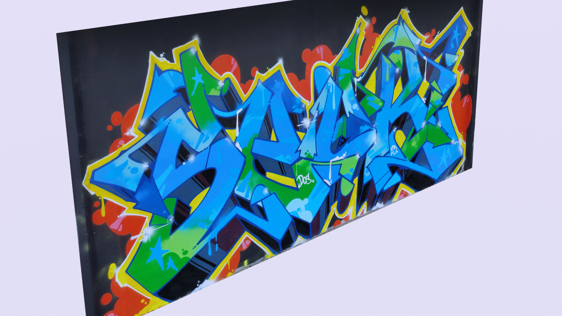 Graffiti wall XIX 3D model_5