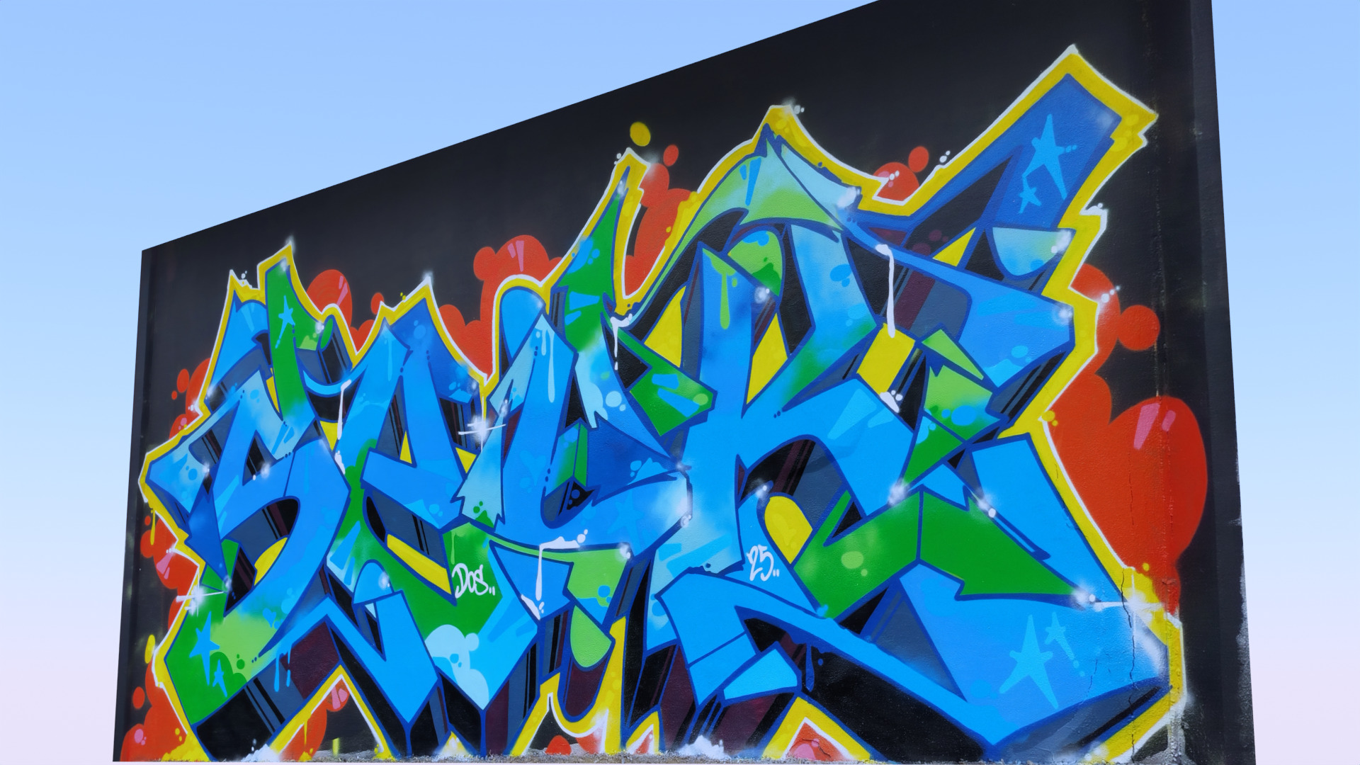 Graffiti wall XIX 3D model_3