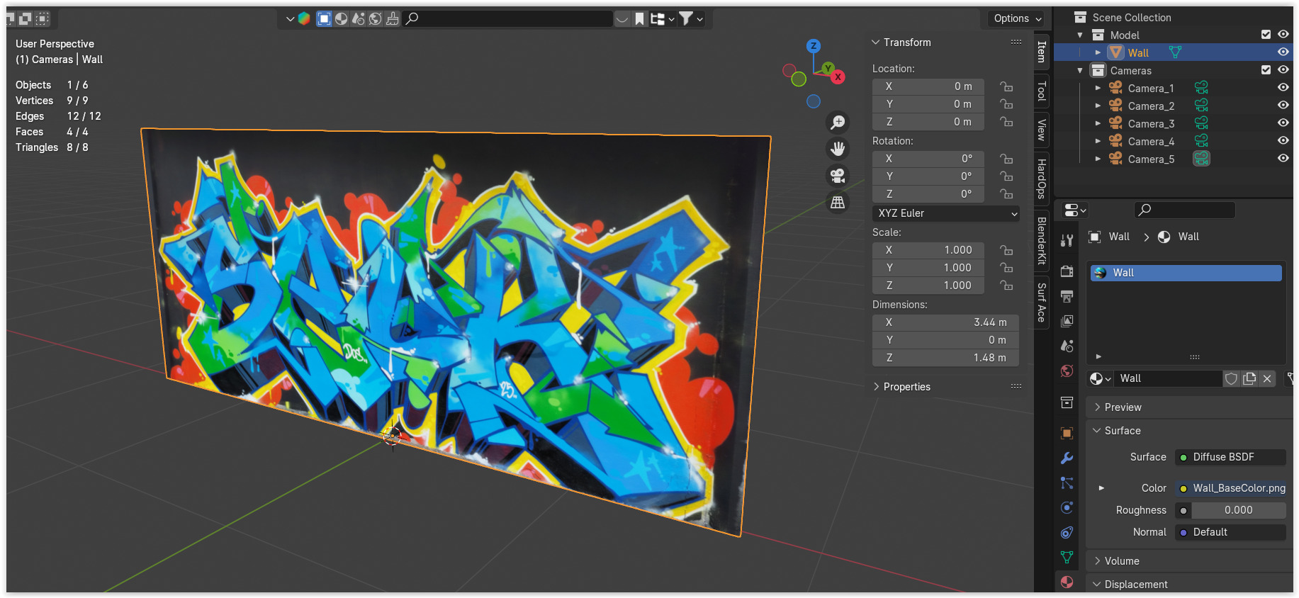 Graffiti wall XIX 3D model_8
