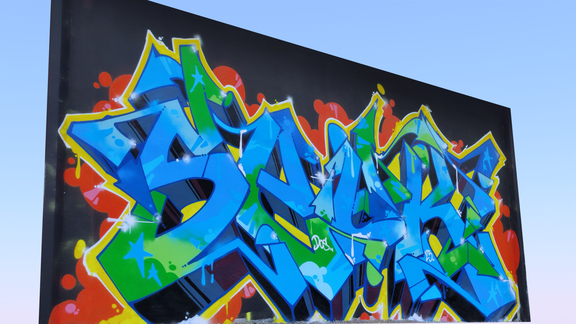 Graffiti wall XIX 3D model_4