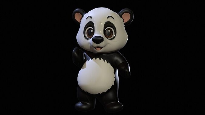 Panda mobile ready Low-poly 3D model