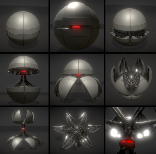 Sphere bot with Animations Low-poly 3D model