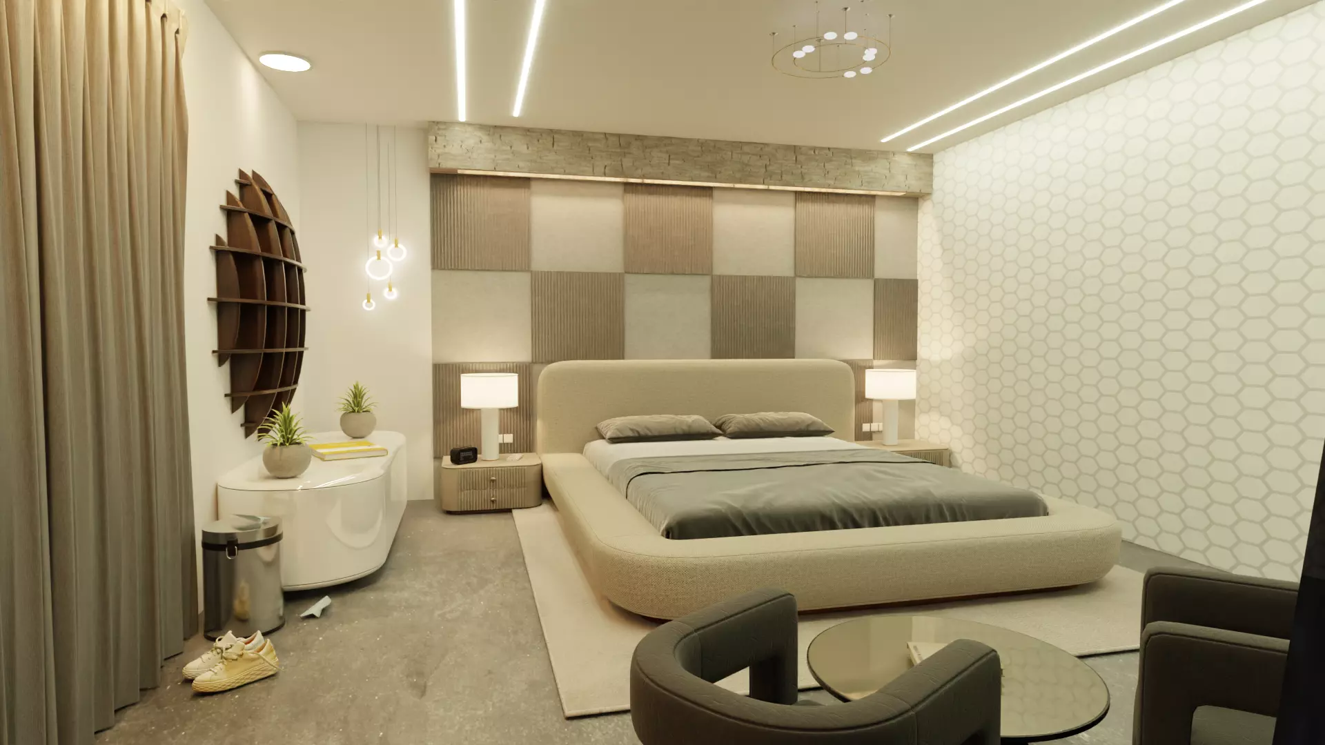 Bedroom Interiors  Low-poly 3D model_0