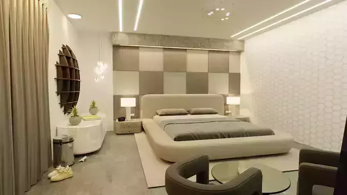 Bedroom Interiors  Low-poly 3D model
