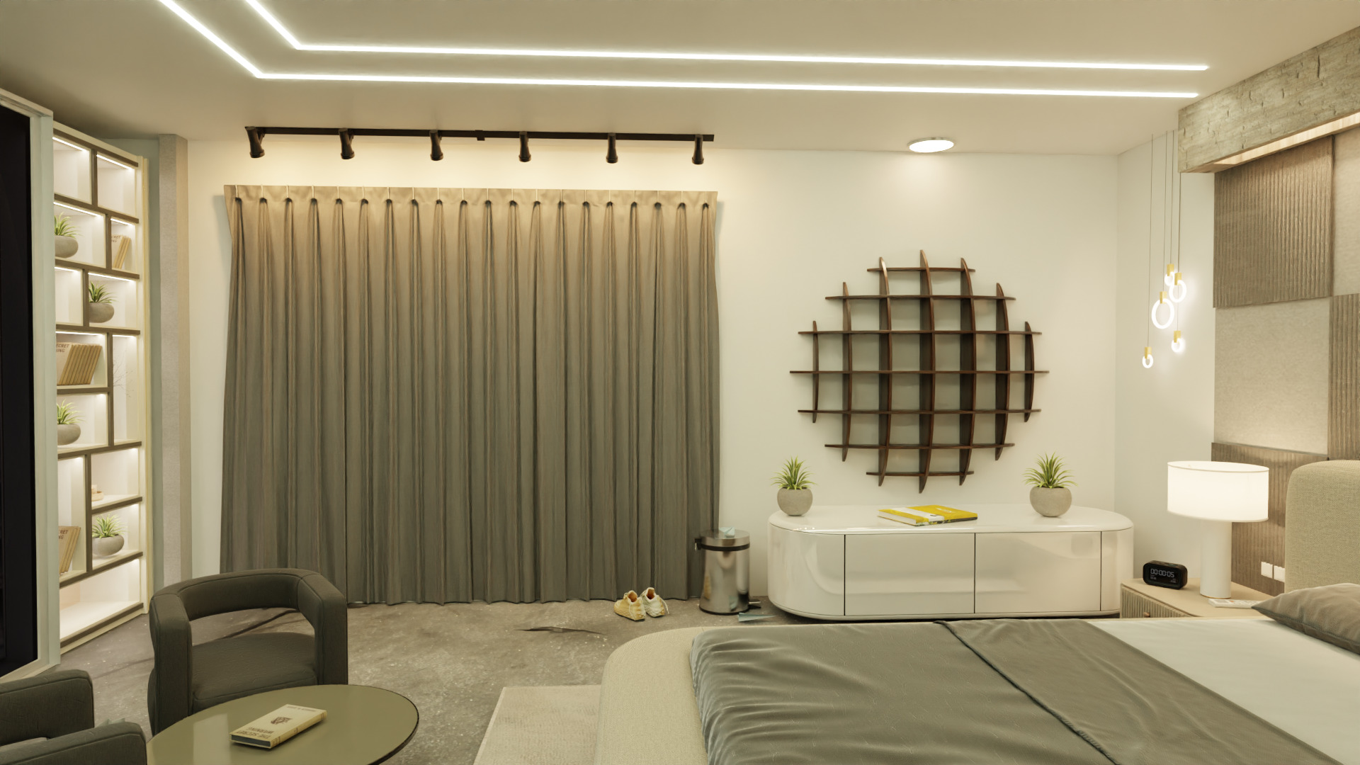 Bedroom Interiors  Low-poly 3D model_4