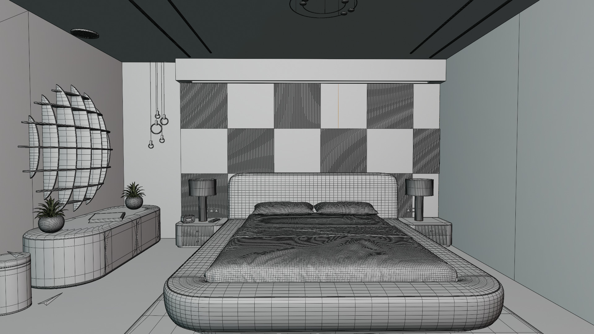 Bedroom Interiors  Low-poly 3D model_6