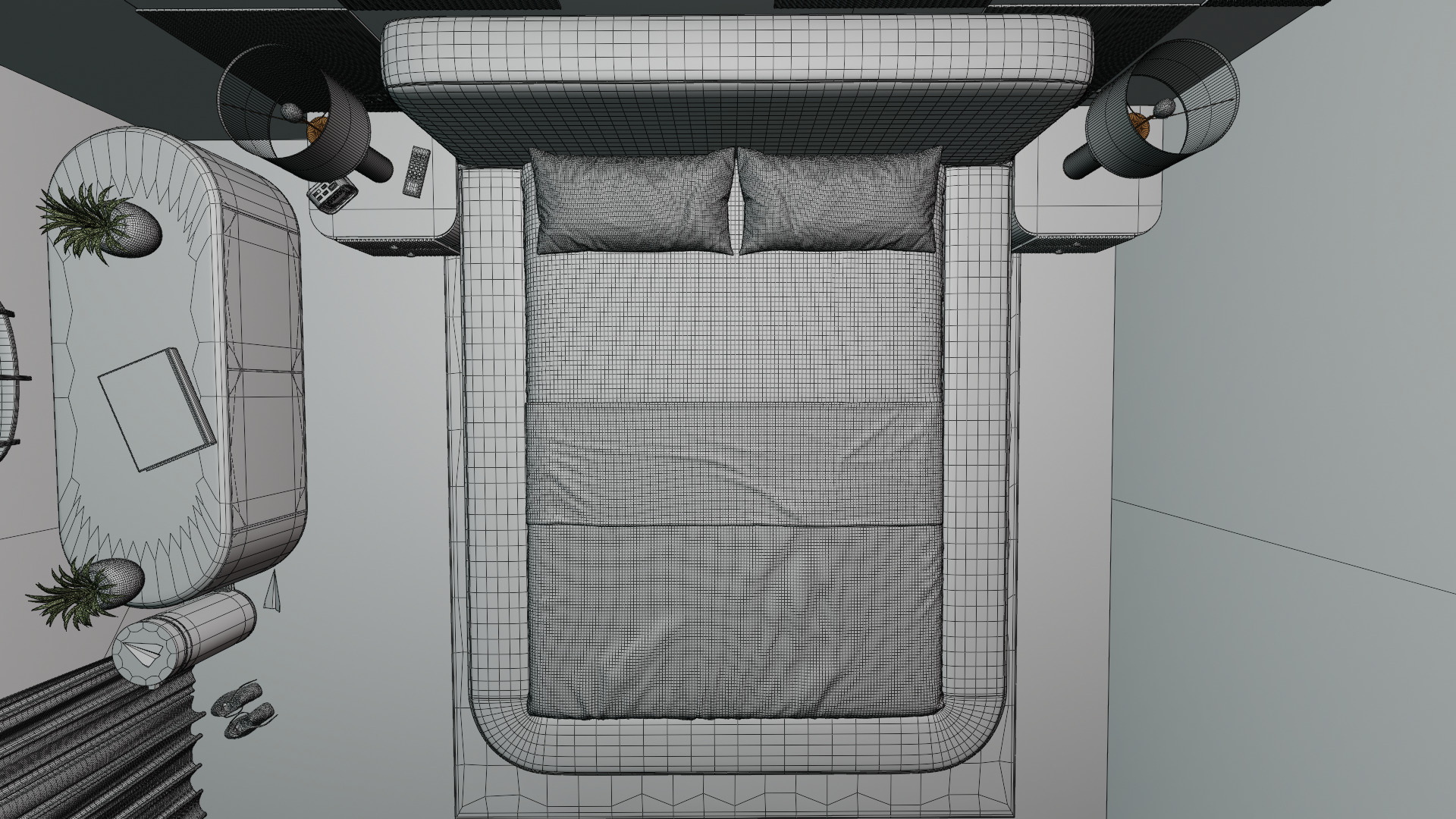 Bedroom Interiors  Low-poly 3D model_8