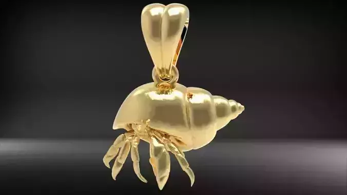 Happy Hermit Crab Pendant Necklace Charm Bracelet Jewelry  3D print model