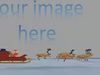 Santa sleigh and 8 reindeer pass in front of big blue moon Free 3D model_1