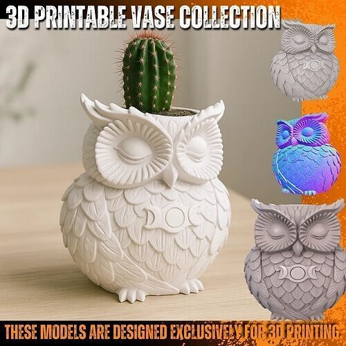Triple Moon Owl Figure 3D Printable STL 3D print model