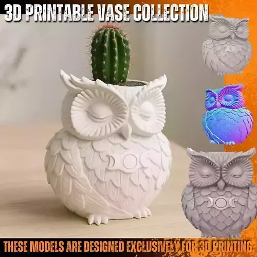 Triple Moon Owl Figure 3D Printable STL