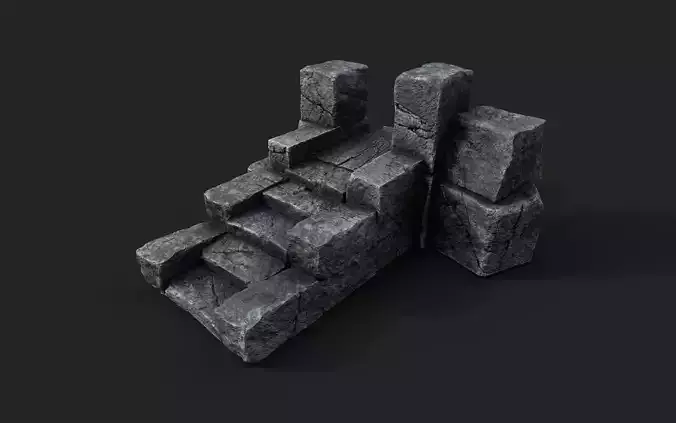 Old Stairs Low-poly 3D model