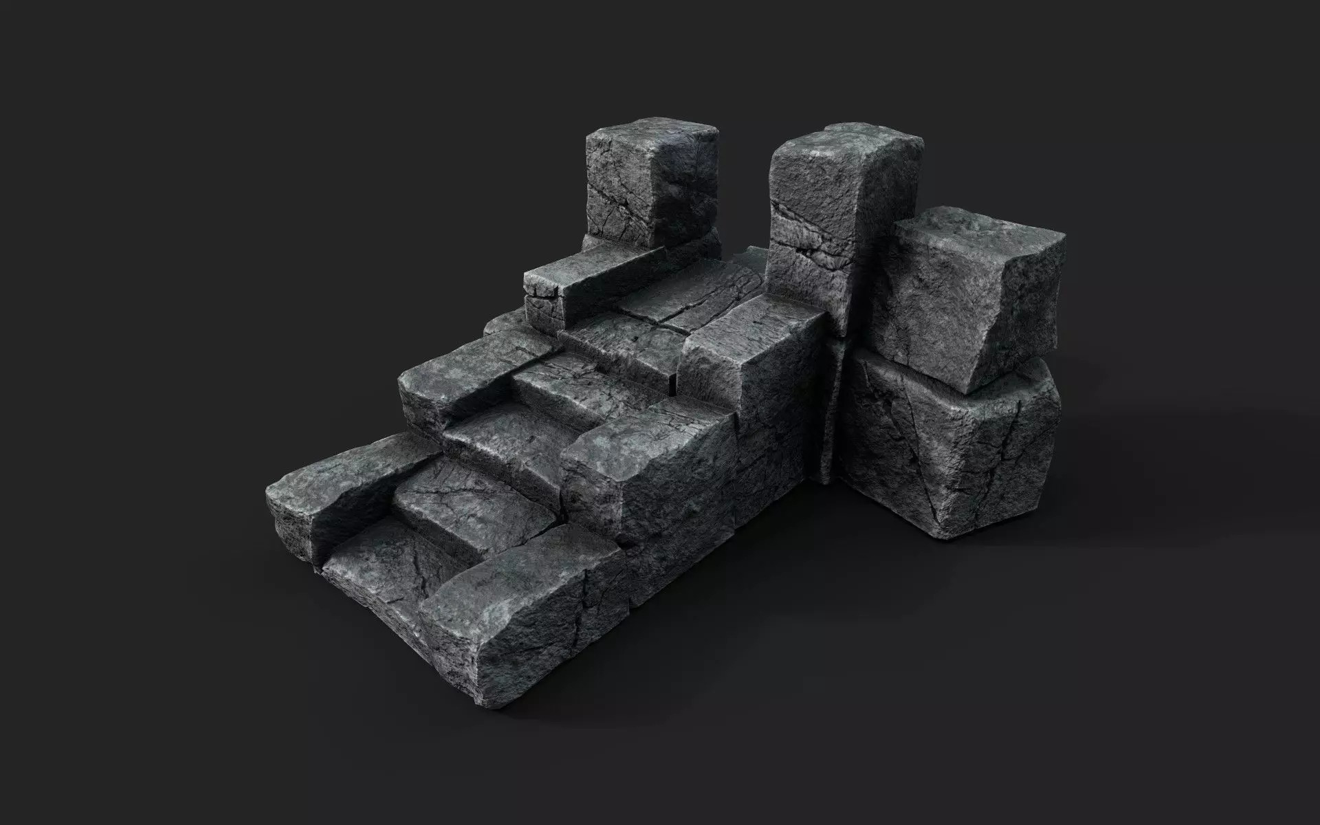 Old Stairs Low-poly 3D model