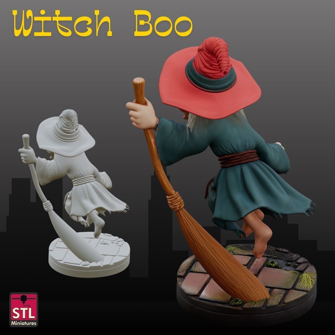STL File Cute Flying Witch 3D print model_2