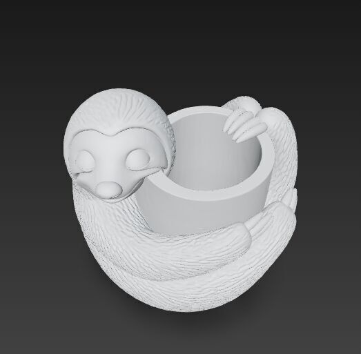 Sloth Pot Holder  Cute 3D Printable Sloth Planter Model 3D print model_13
