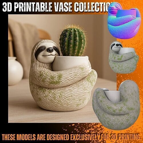Sloth Pot Holder  Cute 3D Printable Sloth Planter Model 3D print model