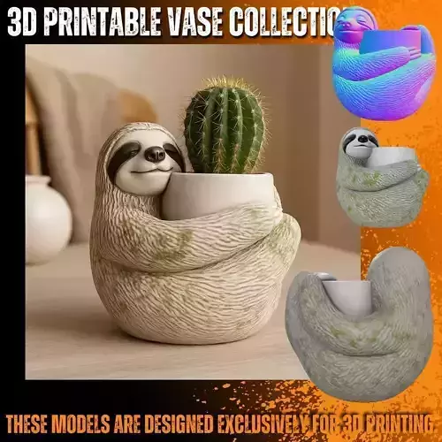 Sloth Pot Holder  Cute 3D Printable Sloth Planter Model 3D print model