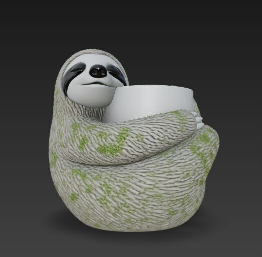 Sloth Pot Holder  Cute 3D Printable Sloth Planter Model 3D print model_14
