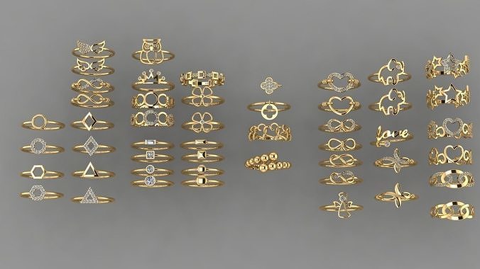 Elegant Thin Rings STL print model 3D Model Collection