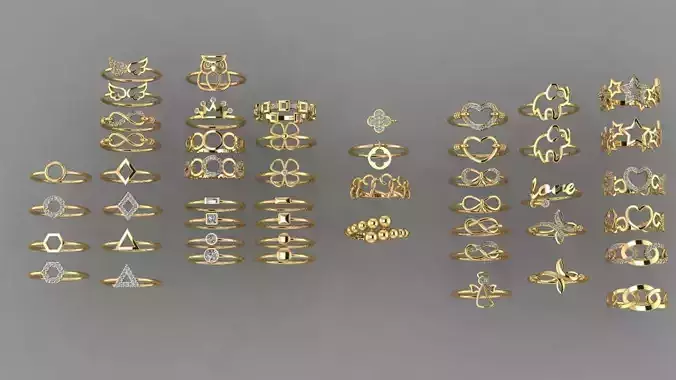 Elegant Thin Rings STL print model 3D Model Collection