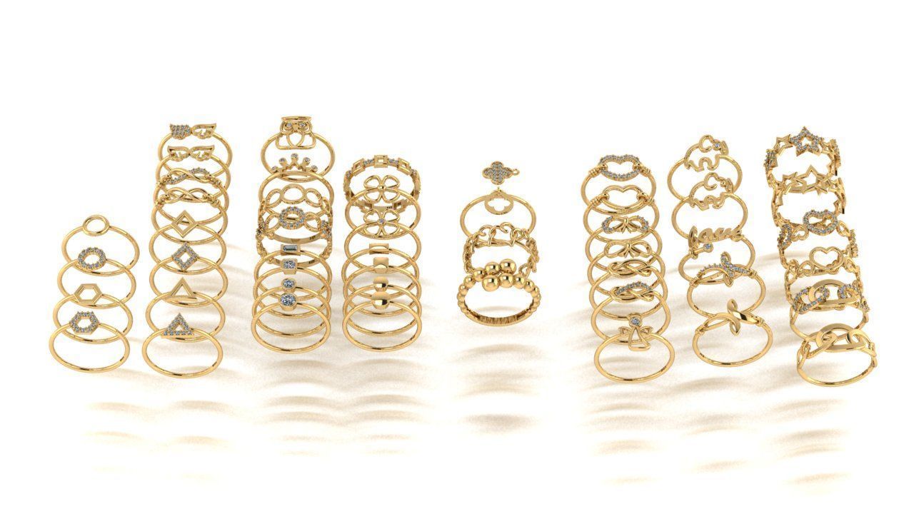 Elegant Thin Rings STL print model 3D Model Collection_1