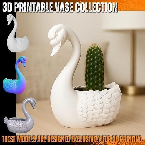 Elegant Swan Planter  Classic Nostalgic 3D Printable Model 3D print model