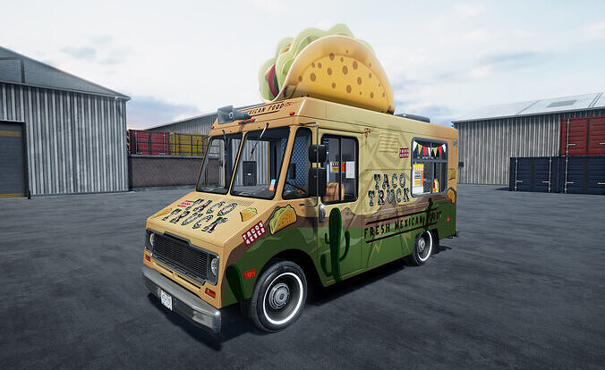 Taco food truck unity asset Low-poly 3D model