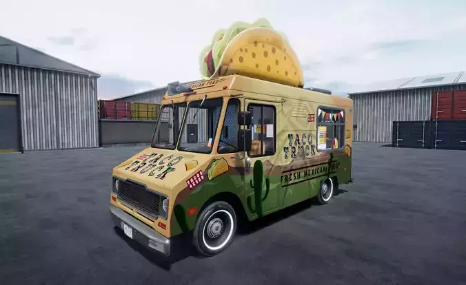 Taco food truck unity asset Low-poly 3D model