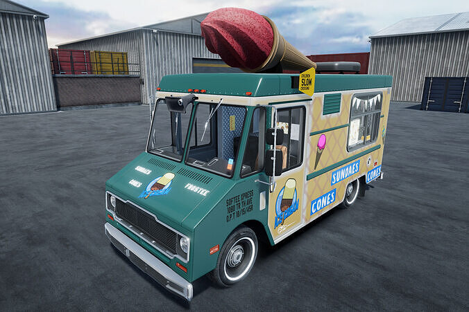 IceCream Truck unity asset Low-poly 3D model