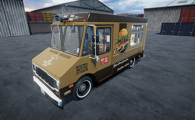 Food truck unity asset Low-poly 3D model