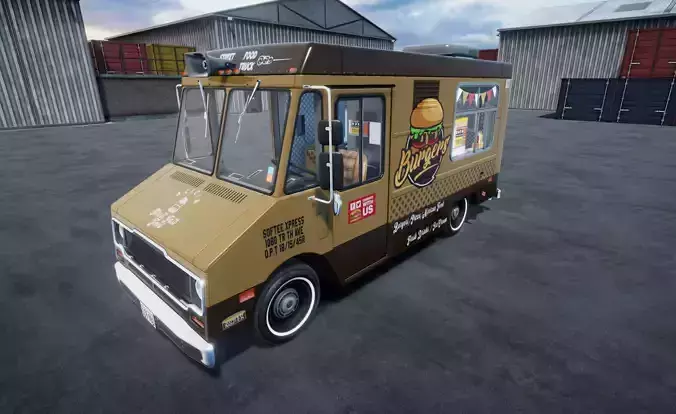 Food truck unity asset Low-poly 3D model