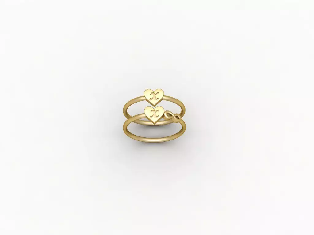 X alphabet ring 3D print model_0