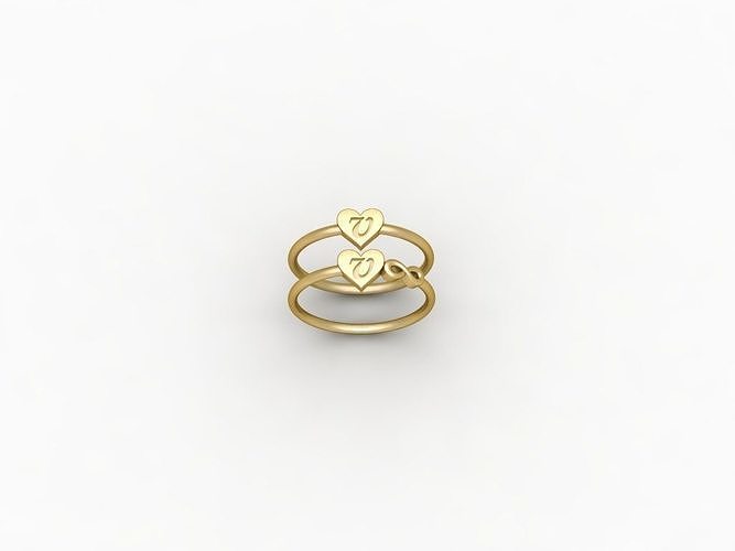 V alphabet ring 3D print model