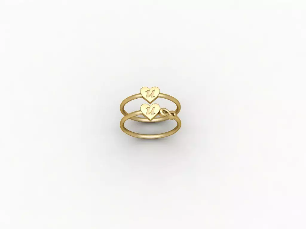 U alphabet ring 3D print model_0