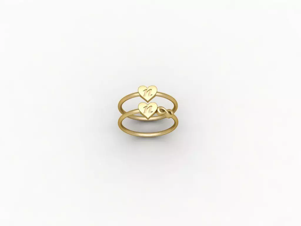 N alphabet ring 3D print model_0