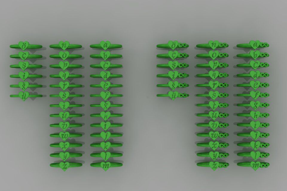 J alphabet ring 3D print model_2